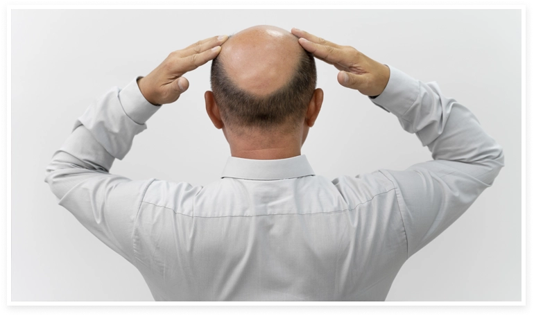 Hombre de espalda con alopecia androgénica